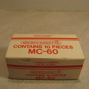 Vintage Realistic Brand / Radio Shack  Micro Cassette Tapes MC-60 10 pc Box